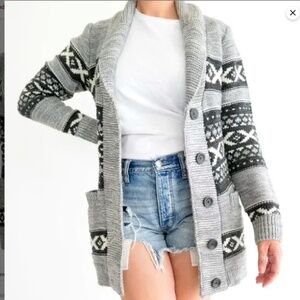 SANSARA Wool blend knit cardigan sweater Small oversized fit